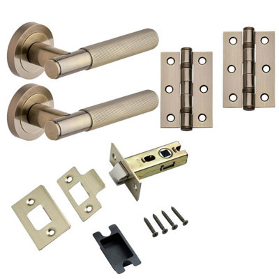 Frankfurt Linear Lever On Rose Door Pack - Antique Brass - Handle ...