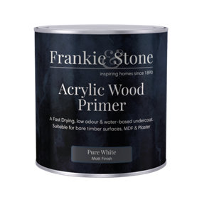 Frankie & Stone Acrylic Wood Primer Paint - Pure White - 1 L - Undercoat For Bare & Painted Wood Surfaces - Ideal For Furniture