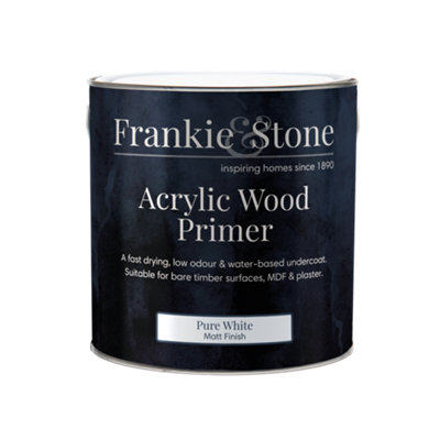 Frankie & Stone Acrylic Wood Primer Paint Pure White 2.5 Litre