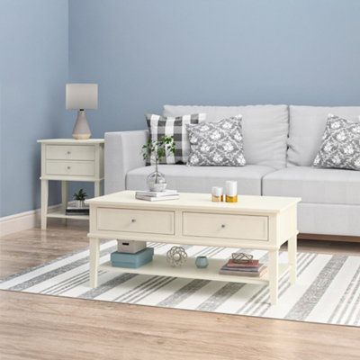 Franklin coffee table with 2 drawers in white | DIY at B&Q