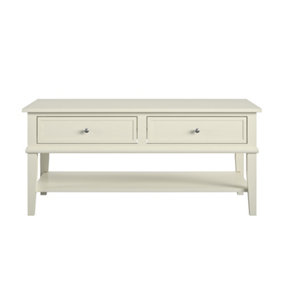 Franklin coffee table with 2 drawers in white