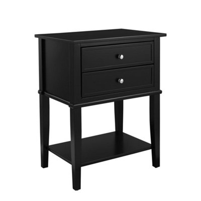 Franklin End Table with 2 Drawers Black