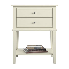 Franklin end table with 2 drawers in white
