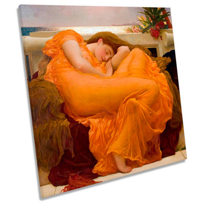 Frederic Leighton Flaming June CANVAS WALL ART Square Print (H)76cm x (W)76cm