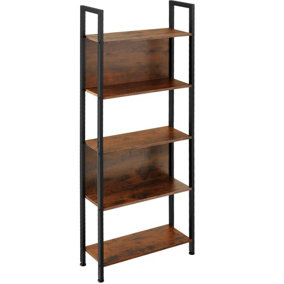 Free-standing presentation shelf Westport 62x24x165.5cm with 5 shelves - Industrial wood dark, rustic