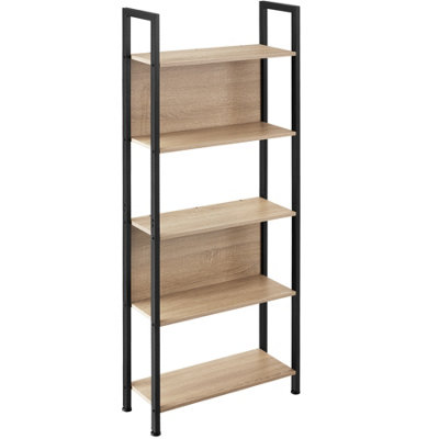 Free-standing presentation shelf Westport 62x24x165.5cm with 5 shelves - industrial wood light, oak Sonoma