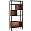 Free standing shelf Hastings 75x31x170.5cm with 5 tiers & 3 storage compartments - Shelf standing shelf - Industrial wood dark rus