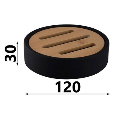 Free Standing Soap Dish Black Stoneware Holder Plain Oval Round Shape