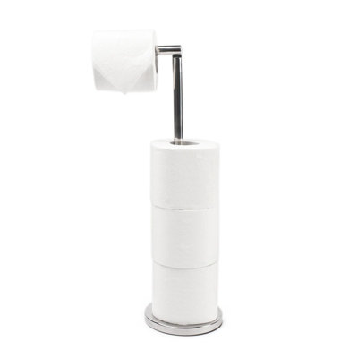 Free Standing Toilet Roll Holder Space Saving Storage Bathroom Loo Roll Frame