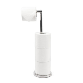 Free Standing Toilet Roll Holder Space Saving Storage Bathroom Loo Roll Frame