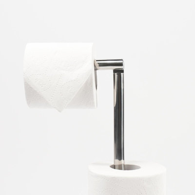 Free Standing Toilet Roll Holder Space Saving Storage Bathroom Loo Roll Frame - 5