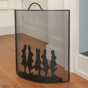 Free Standing Traditional Bunnies Fire Screen