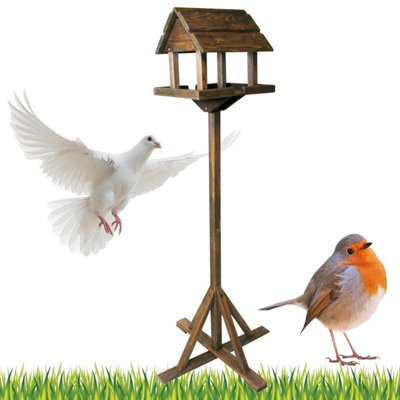 Free Standing Traditional Wooden Bird Table Feeder