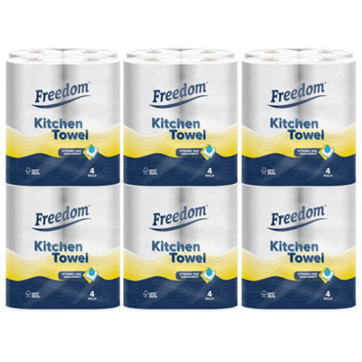 Freedom Rhino Super Strong & Absorbent MultiPurpose Kitchen Paper Roll, 24 Rolls