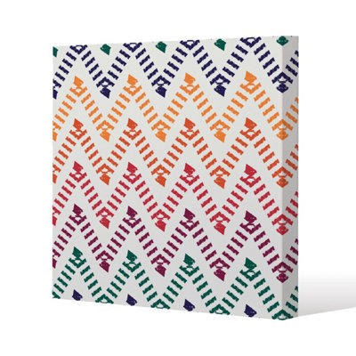 Freehand horizontal zigzag and chevron stripes (Canvas Print) / 101 x 101 x 4cm Price Comparisons | Compare The Build