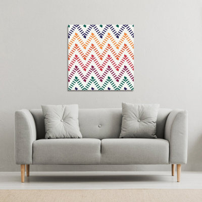 Freehand horizontal zigzag and chevron stripes (Canvas Print) / 101 x 101 x 4cm