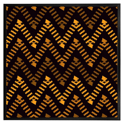 Freehand horizontal zigzag chevron stripes boho chic (Picutre Frame) / 12x12" / Brown