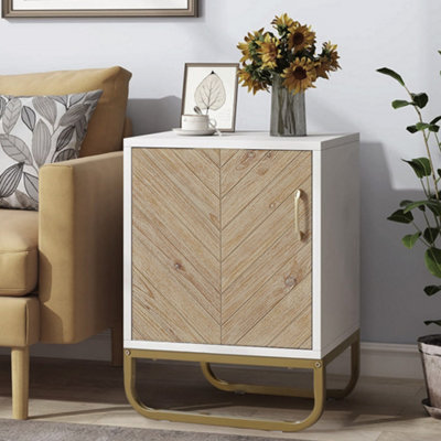 Freestanding 1-door Modern Metal Base Wooden Sideboard Cabinet