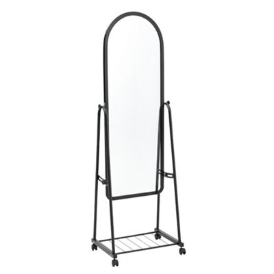 Freestanding Arch Full Length Mirror with Storage Shelf in Wheel 45 x 160 cm