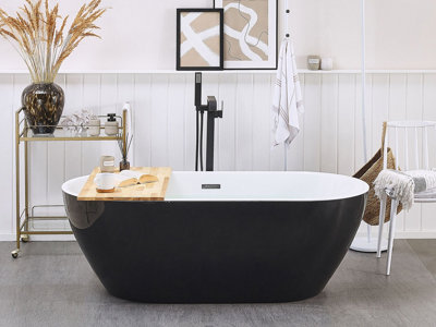 Freestanding Bath 1600 x 750 mm Black NEVIS