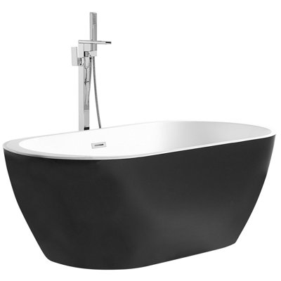 Freestanding Bath 1600 x 750 mm Black NEVIS