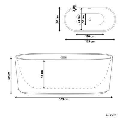 Freestanding Bath 1690 mm x 800 mm Black GOCTA