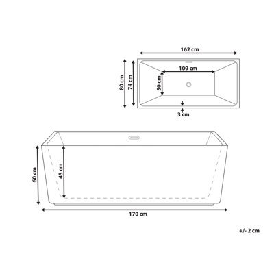 Freestanding Bath 1700 mm x 800 mm Black GOCTA