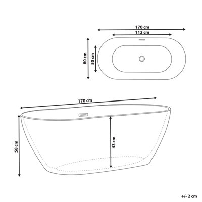 Freestanding Bath 1700 x 800 mm Black CARRERA