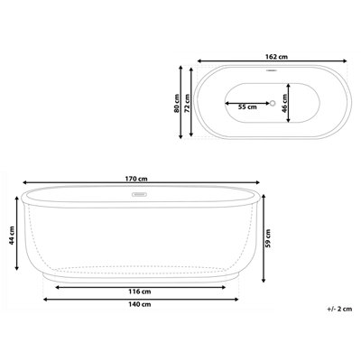 Freestanding Bath 1700 x 800 mm Black PINEL