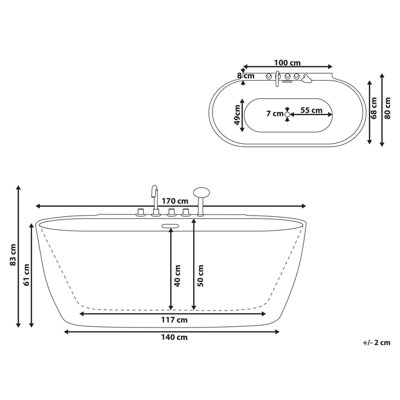 Freestanding Bath 1700 x 800 mm Black ROTSO