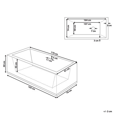 Freestanding Bath 1700 x 810 mm Black RIOS