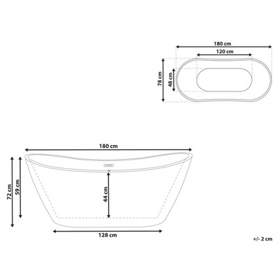 Freestanding Bath 1800 x 780 mm Black ANTIGUA