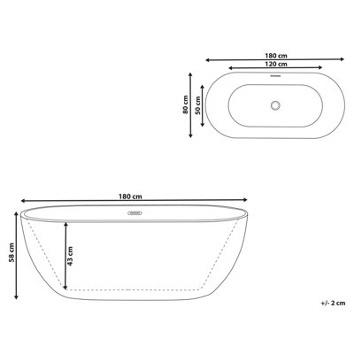 Freestanding Bath 1800 x 800 mm Black CARRERA