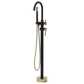 Freestanding Bath Mixer Tap Black with Gold TUGELA