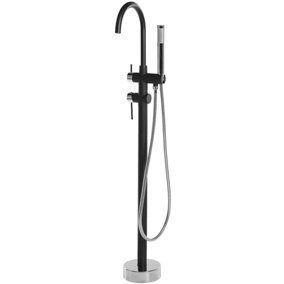 Freestanding Bath Mixer Tap Black with Silver TUGELA