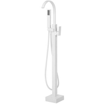 Freestanding Bath Mixer Tap White RIBBON