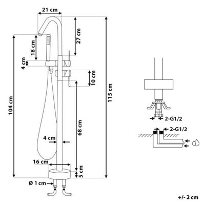 Freestanding Bath Mixer Tap White VICTORIA