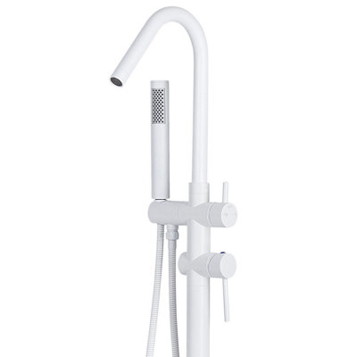 Freestanding Bath Mixer Tap White VICTORIA