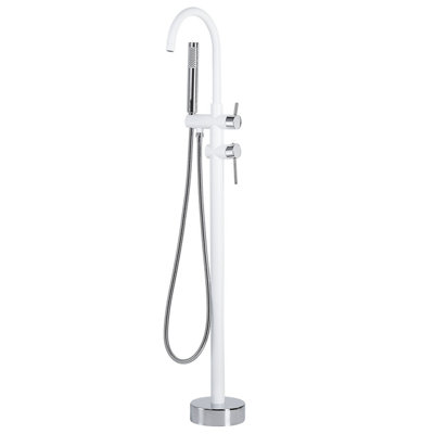 Freestanding Bath Mixer Tap White with Silver TUGELA