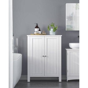 Freestanding Bathroom Cabinet Storage Cupboard Unit with 2 Doors and 2 Adjustable Shelves White BCB60W