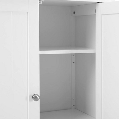 Freestanding Bathroom Cabinet Storage Cupboard Unit with 2 Doors and 2 ...