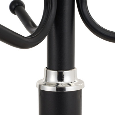 Freestanding Black Metal Coat Stand 12 Hooks Marble Base for Entryway ...
