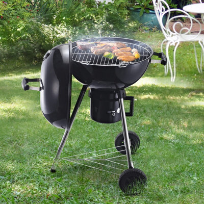 Freestanding Charcoal BBQ Grill Portable Cooking Smoker Cooker w Wheels DIY at B Q