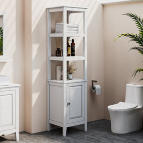 Freestanding Modern White Wooden Bathroom Cabinet H 151cm