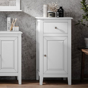 Freestanding Modern White Wooden Bathroom Cabinet with Drawer