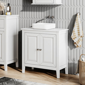 Freestanding Modern White Wooden Countertop Basin Sink Bathroom Cabinet