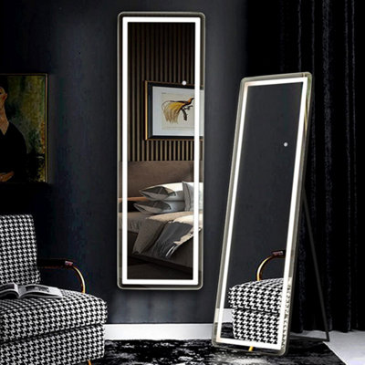 Freestanding or Wall Mount Full Length Mirror with Touch Sensor Switch