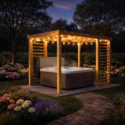 Freestanding Panel Pergola - Light Green - 4.2m Width x 4.8m Length