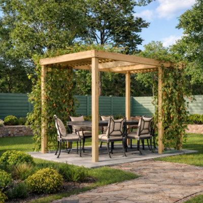 Freestanding Panel Pergola - Light Green - 4.2m Width x 4.8m Length