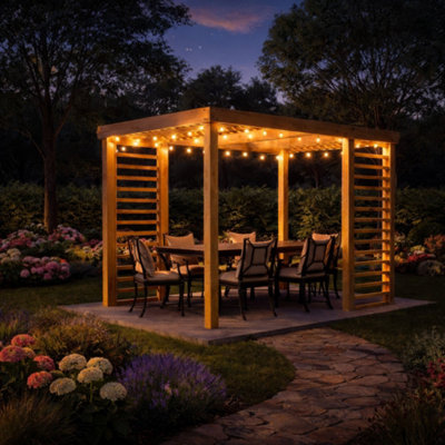 Freestanding Panel Pergola - Light Green - 4.2m Width x 4.8m Length